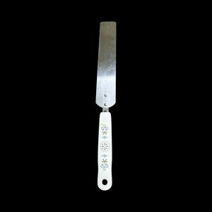 White and Silver Spatula with Floral Design